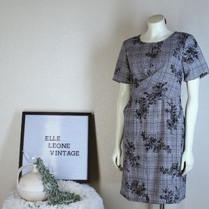 A New Day || Black Floral Plaid Midi Dress w/ Pockets